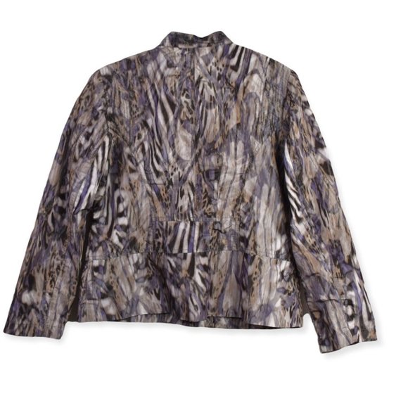 Chicos Jacket 1 Womens Multicolor Printed Button Front Long Sleeve Pockets - Picture 6 of 8